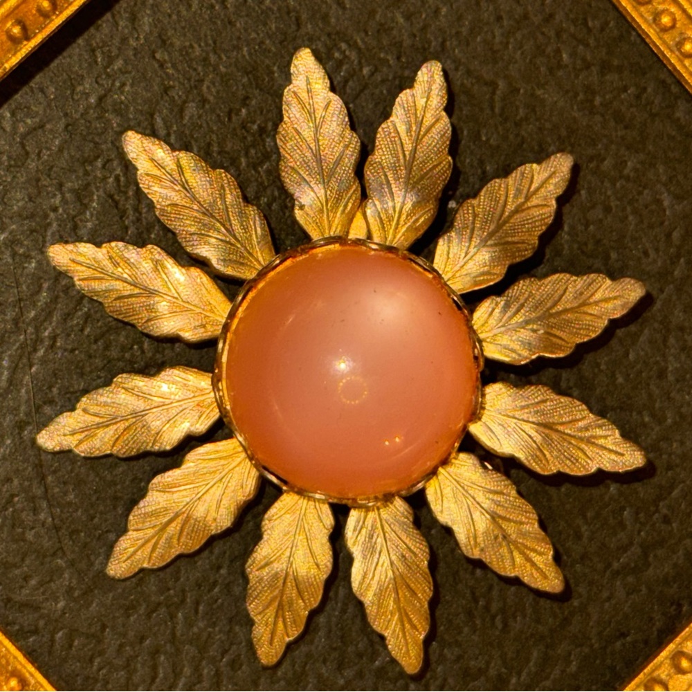 VTG Pink Moonglow Flower Brooch